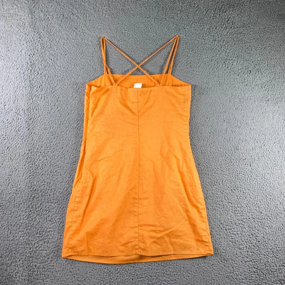 Chic‎ Mini Dress 8 Orange Linen Cotton Lightweight Lined Vibrant Boho Festival